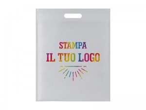 SHOPPER TNT BIANCA MANICO FAGIOLO STAMPA A COLORI